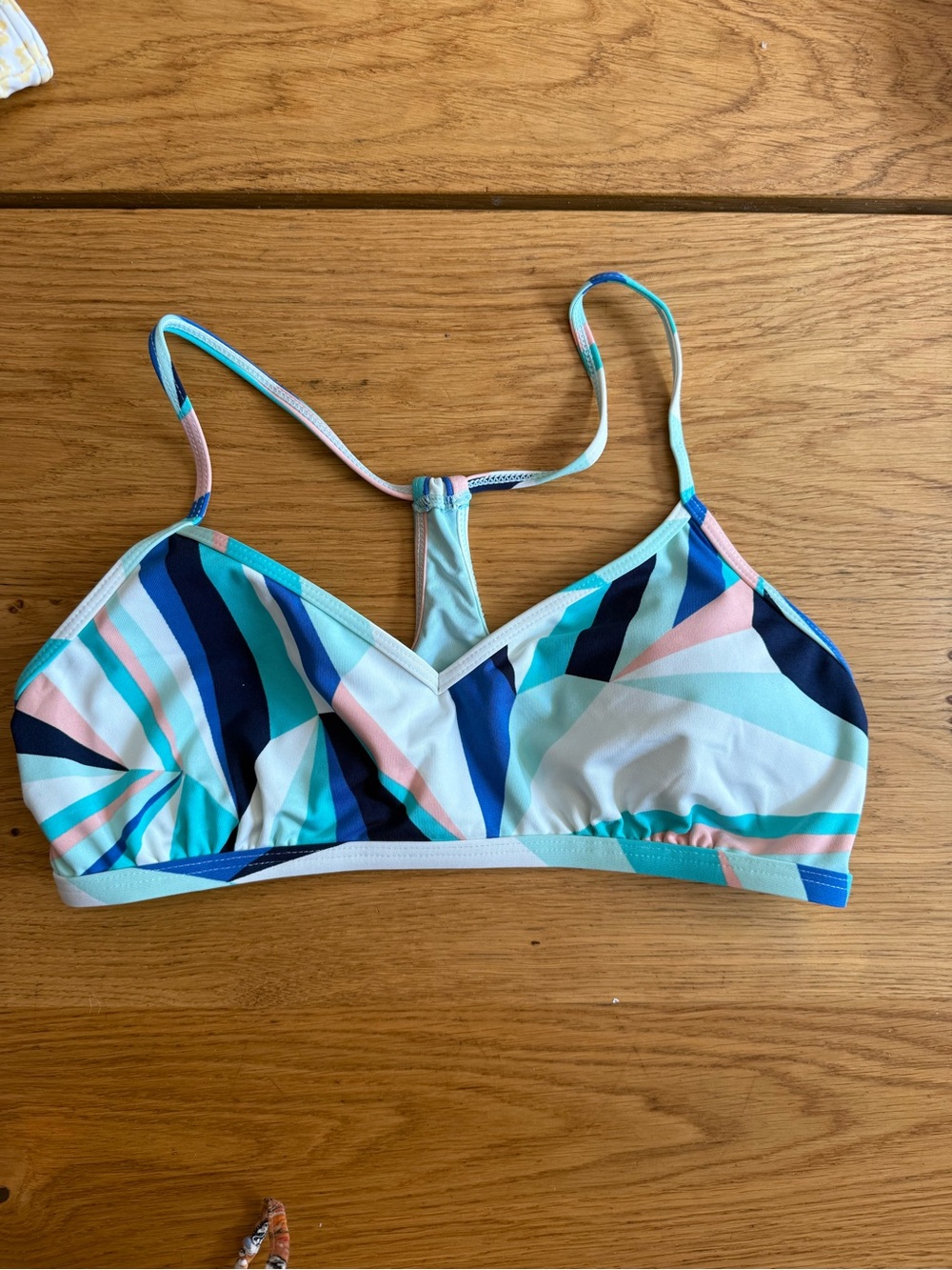 Carve Designs Aqua, Teal & Navy Striped Swim Top